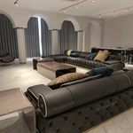 Luxury Modular Sofa Set with Handcrafted Diamond Tufted Craftsmanship, Premium Top-Grain Leather & Polished Gold Stainless Steel Base